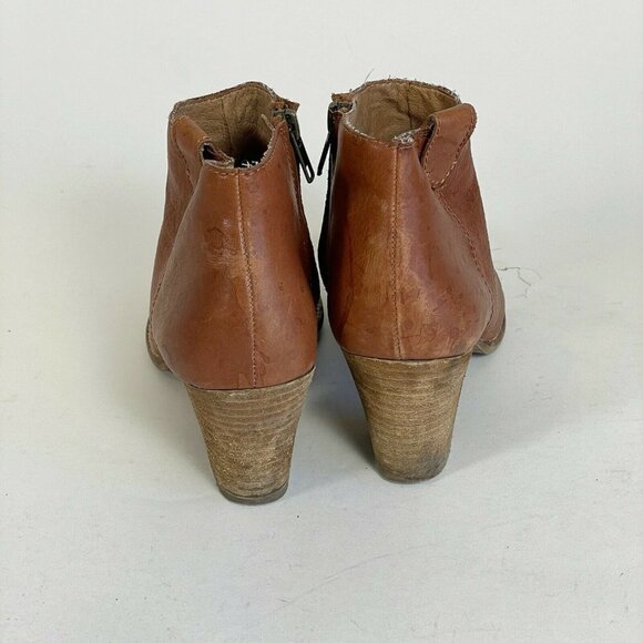 Madewell Womens Billie Ankle Bootie Leather Boots Brown Sz 6.5 Stacked Heels Zip - Picture 4 of 12